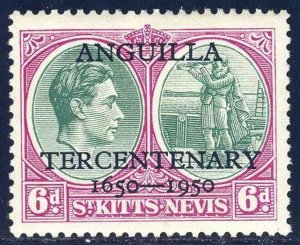 St. Kitts Nevis 1950 Anguilla Tercentenary 6c. MH