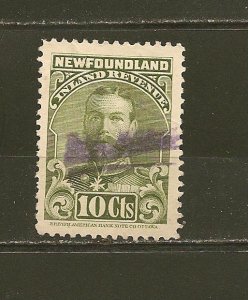 Canada Newfoundland NFR17 King George V 1910 Inland Revenue 10C Used