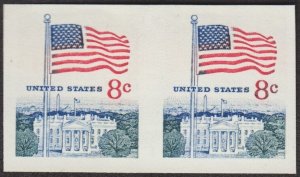 1971 IMPERF PAIR MNH 8¢ FLAG OVER WHITE HOUSE COIL #1338Gh VF-XF,  CATALOG $45