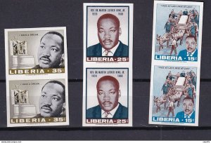 Liberia 1968 Martin Luther King Vertical Imperf Pair MNH 15979