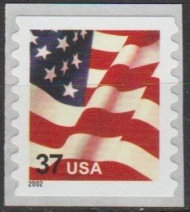 3633, Single, Waving Flag-'02', MNH.  .37 Cent