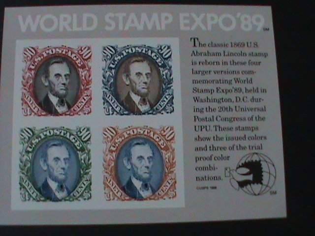 ​UNITED STATES-1989-SC#2433 WORLD STAMP EXPO'89.MNH- IMPERF S/S VERY FINE