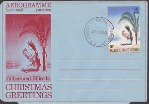 GILBERT & ELLICE IS 1969 Christmas 10c on formular aerogramme...............L499