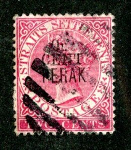 38 BCX  1889 Perak Sc.# 25 used cv $27.50 ( Offers welcome )