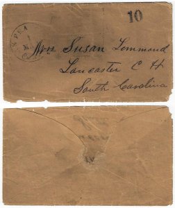 1850s - Stampless - San Francisco, California to South Carolina -  H1009