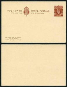 CP98 KGVI 1 1/2d + 1 1/2d Brown Foreign Reply Postcard Mint Rare