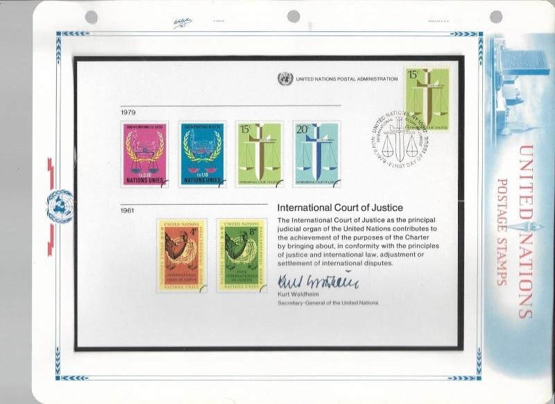 United Nations Souvenir Cards - 11 Mostly FDC cards on White Ace Pages (group 1)