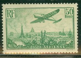 FRANCE #C14 50fr Airmail, high value in set, og, NH, VF, Scott $1,500.00