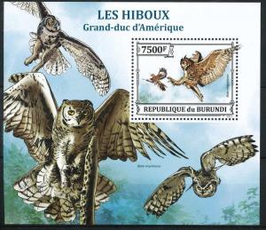 BURUNDI 2013 SHEET bur13311b HIBOUX OWLS BIRDS OISEAUX