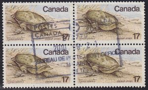 Canada - 1979 - Scott #813 - used block of 4 - Soft-shelled Turtle