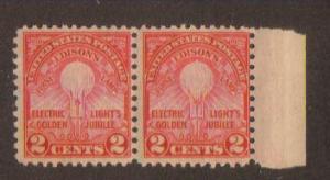 #655 MNH Pair  2c Edison's First Lamp 1929 Issue