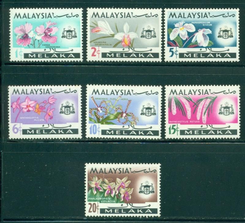 Malaysia Malacca Scott #67-73 MNH Orchids Flora CV$5+