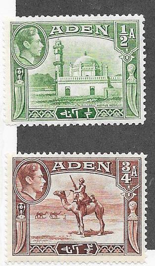 Aden #16-17  George VI issues (MH)  CV $4.75