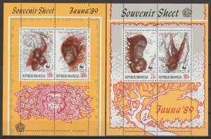 INDONESIA  1989 WWF SG 1920/3 + MS 1924 MNH