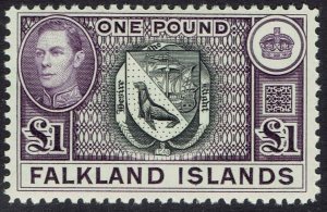 FALKLAND ISLANDS 1938 KGVI SEAL £1