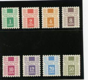 Singapore 1968 QEII Postage Due set complete superb MNH. SG D1-D8. Sc J1-J8.