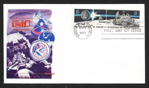 UNITED STATES FDC 8¢ Space Decade of Achievement PAIR 1971 Fleetwood