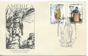 URUGUAY 1996 TYPICAL DRESSES REGIONAL COSTUMES PONCHO AM UPAEP 96  FDC COVER