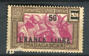 FRENCH COLONIES; MADAGASCAR 1940s early FRANCE LIBRE Optd Mint 50c. value