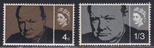 Great Britain # 420p-421p, Churchill Phosphur Set, Mint NH