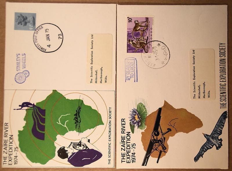 Collection of 10 different cacheted covers - 1974-1975 Zaire River Expedition