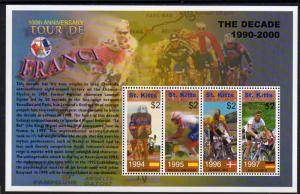 ST. KITTS 558-559 MNH S/S SCV $11.00 BIN $6.75 TOUR DE FRANCE