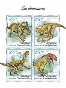 Central Africa - 2019 Dinosaurs - 4 Stamp Sheet - CA190110a