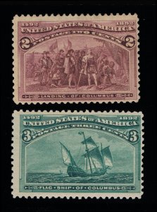 GENUINE SCOTT #231 & #232 F-VF MINT OG H 1893 COLUMBIAN EXPO SET OF 2 STAMPS