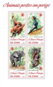 SAO TOME E PRINCIPE 2013 SHEET ENDANGERED ANIMALS WILDLIFE ELEPHANTS st13404a