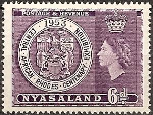 Nyasaland Prot.  95 MINT OG 1953 Rhodes Exhib.