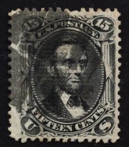 US Stamp #91 15c Black Lincoln E Grill USED SCV $600
