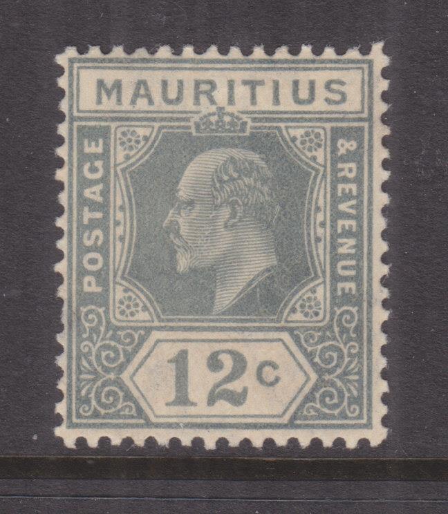 MAURITIUS, 1910 KEVII, Mult. CA 12c. Greyish Slate, lhm.