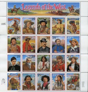 UNITED STATES SCOTT #2869 LEGENDS OF THE WEST COMPLETE SHEET MINT NH