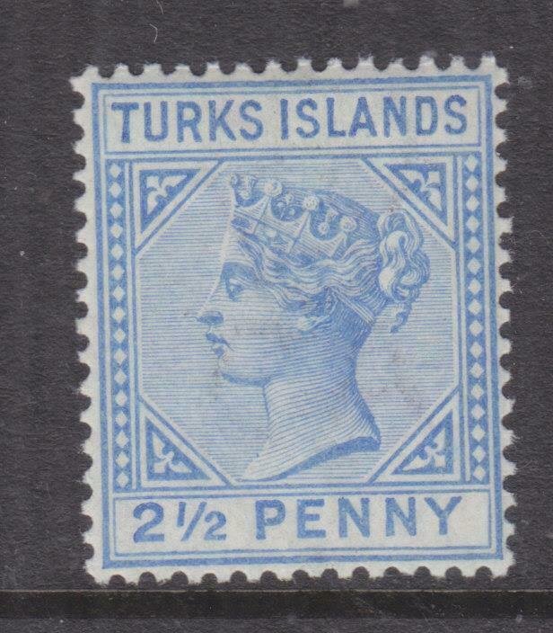 TURKS ISLANDS, 1893 2 1/2d. Ultramarine, lhm.