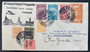 1931 Rio De Janeiro Brazil First flight Airmail Cover FFC To Rio grande