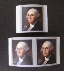 Scott 4512, 20c Washington, Single & Pair, MNH Coil Beauties