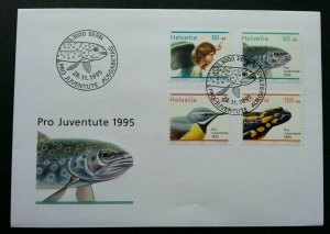 Switzerland Juventute: Annunciation Angel And Fauna 1995 Fish Bird Animal (FDC)