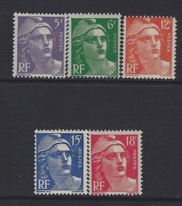 FRANCE - #650-#654 - 1951 MARIANNE MINT SET MLH MH