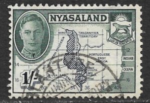 NYASALAND 1945 KGVI 1 1/2d MAP Pictorial Sc 70 VFU