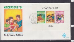 NETHERLANDS ANTILLES,1984 CHILD WELFARE set 3 & Souvenir Sheet, First Day covers