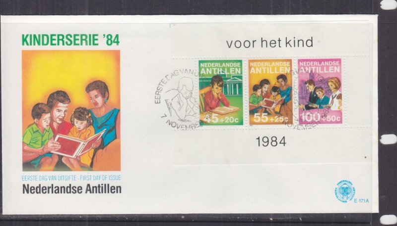 NETHERLANDS ANTILLES,1984 CHILD WELFARE set 3 & Souvenir Sheet, First Day covers 