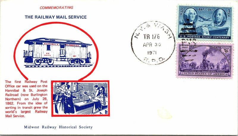 1971 N. Y. & Wash R.P.O. Railway Post Office + Cachet #101