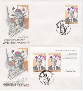 South Korea # 1413-1413a, Pres. Hwan's Visit to U.S. A., Frst Day Cover