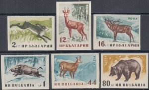 BULGARIA Sc# 1004-9.1 CPL MNH IMPERF WILDLIFE SET of 6