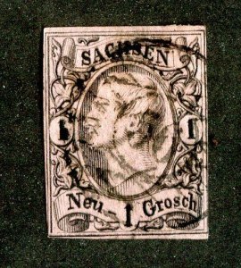 1855 Saxony Sc #10 used cv.$8 ( 2562 WWX )