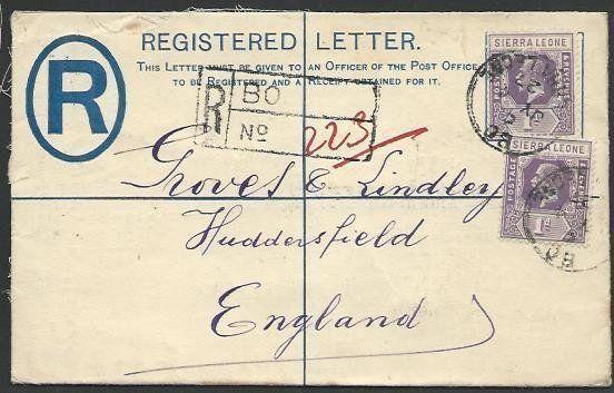 SIERRA LEONE 1927 GV 3d Registered cover to UK, ex BO......................57010