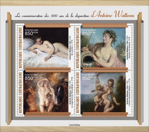 2021/07 - CENTRAL AFRICAN - ANTOINE WATTEAU     4V  complet set    MNH ** T