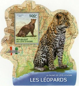 Leopards Stamp Panthera Pardus Pardus Wild Animal S/S MNH #1596