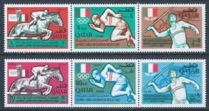 Qatar #103-3A NH '68 Summer Olympics (2 Strips of 3)