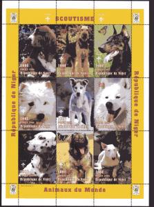 Niger 1998 Sc#1009 Dogs/Butterflies/Scout/Concorde Sheetlet perforated (9) MNH
